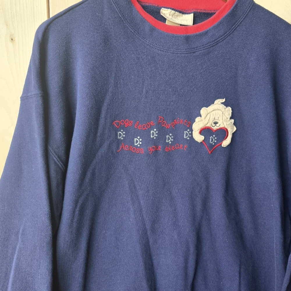 Vintage MC Sportswear  Sweatshirt Embroidered Dog Paw Prints Womens Large - Picture 5 of 7